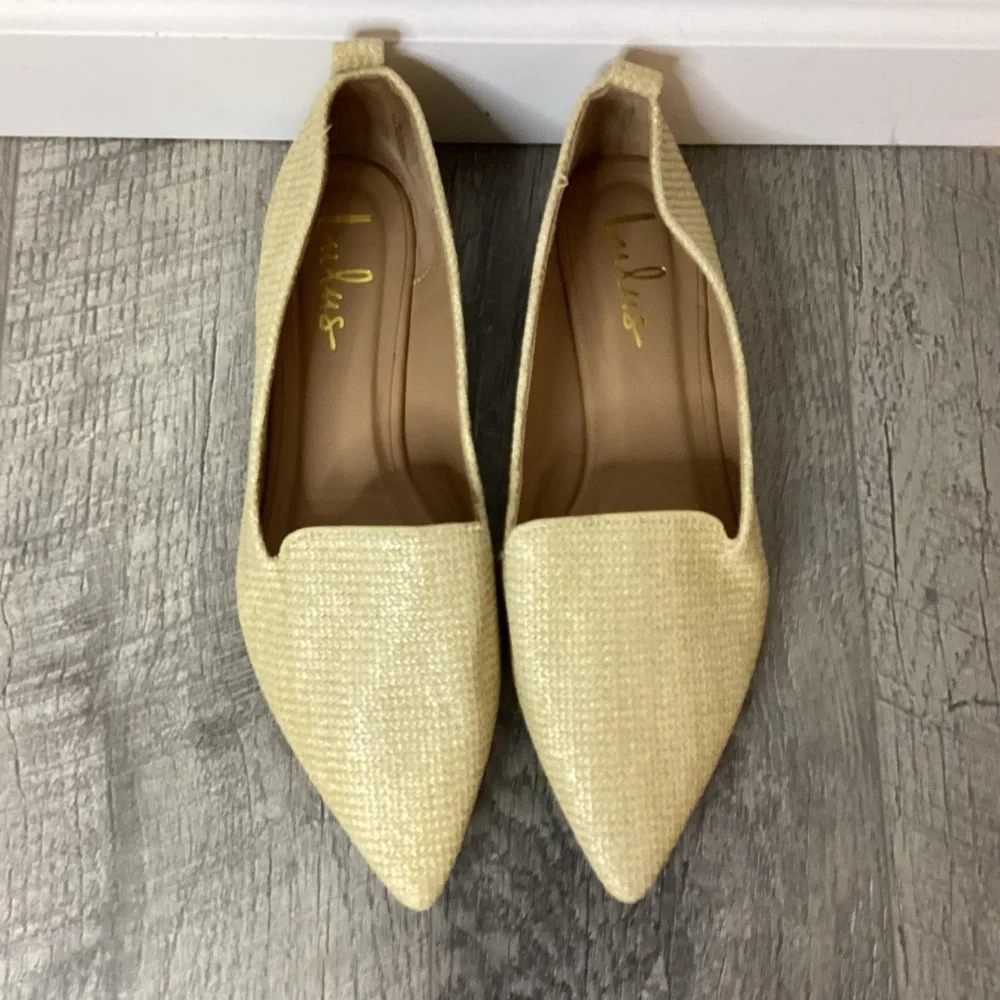 Lulu's Eliane Natural Raffia Pointed Toe Flats Size 10